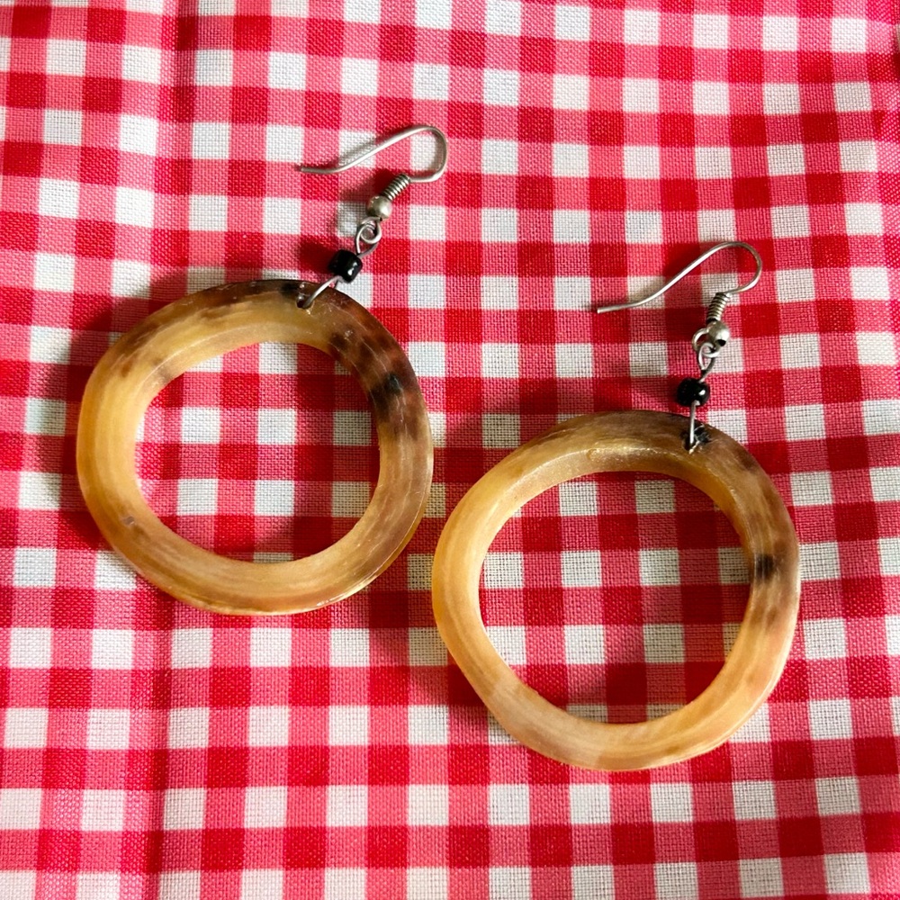 Handmade Tan Circle Earrings